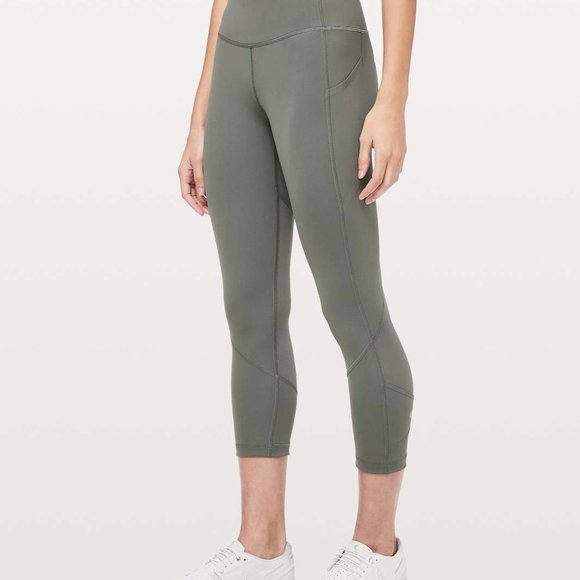 Lululemon Pace Rival Crop 22" Grey Sage Leggings Size 10 - Picture 1 of 9